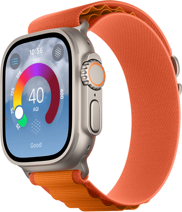 Watch showing app screenshot